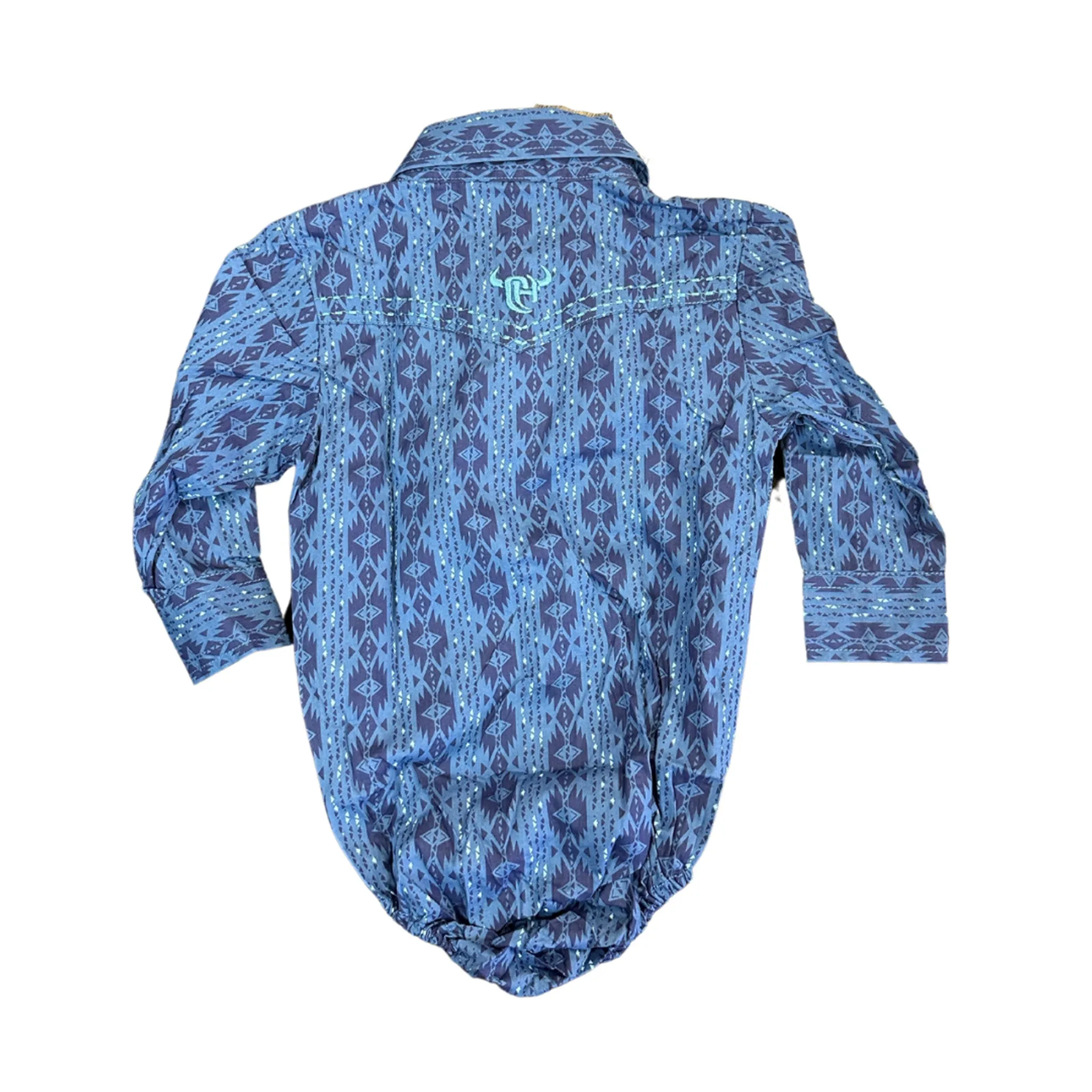 Cowboy Hardware Infant/Toddler Blue Tonal Aztec Romper