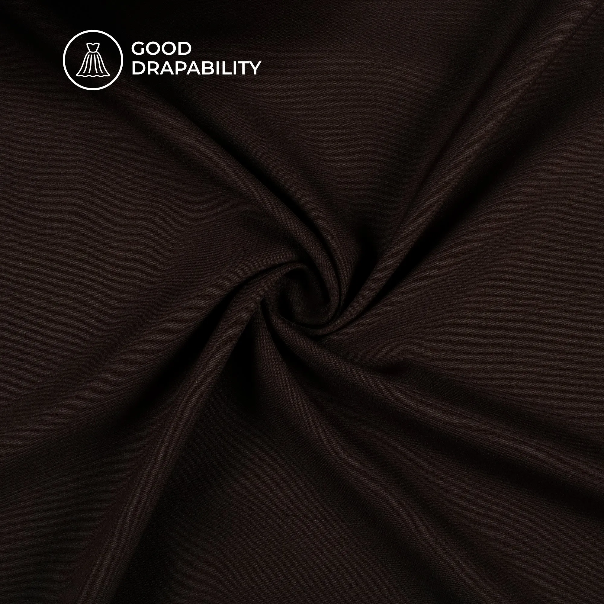 Dark Brown Plain Lining Butter Crepe Fabric