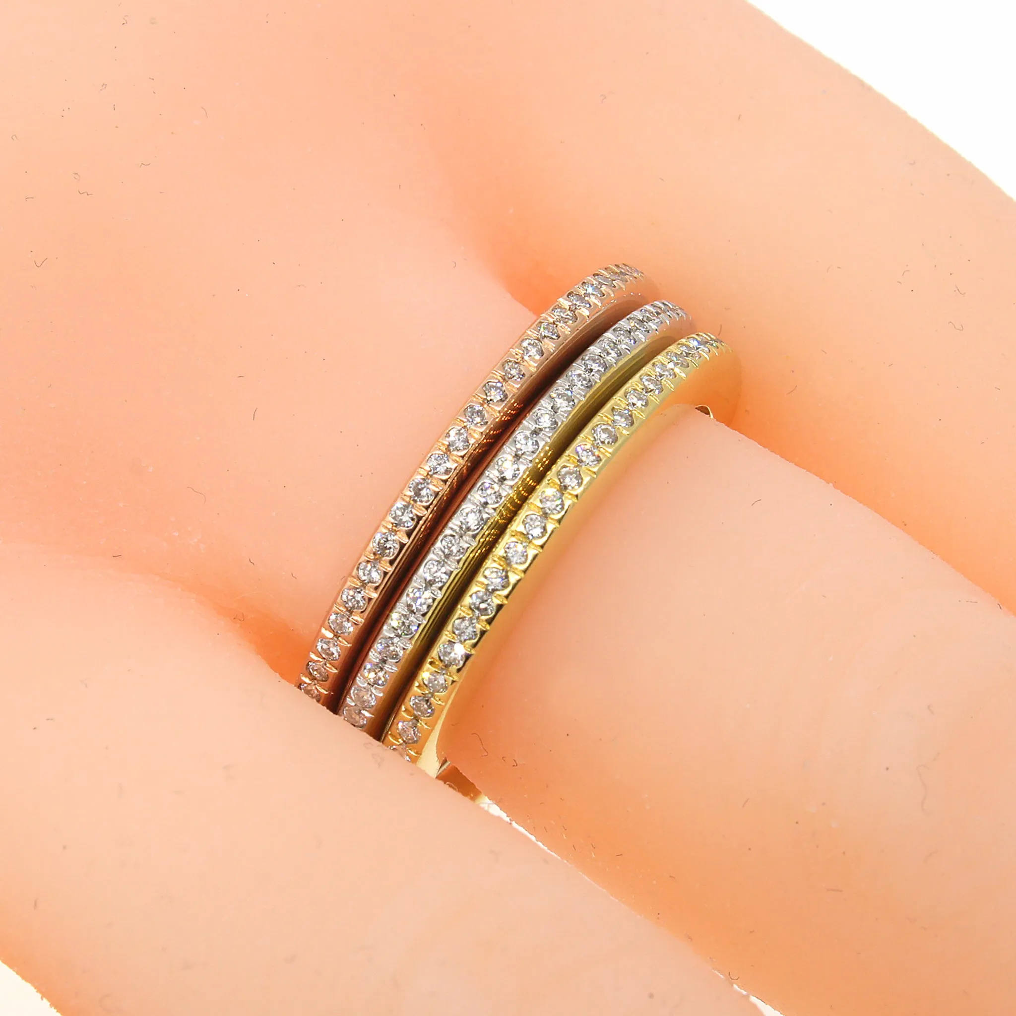 Diamond Stackable Rings in 18k Yellow, White & Rose Gold