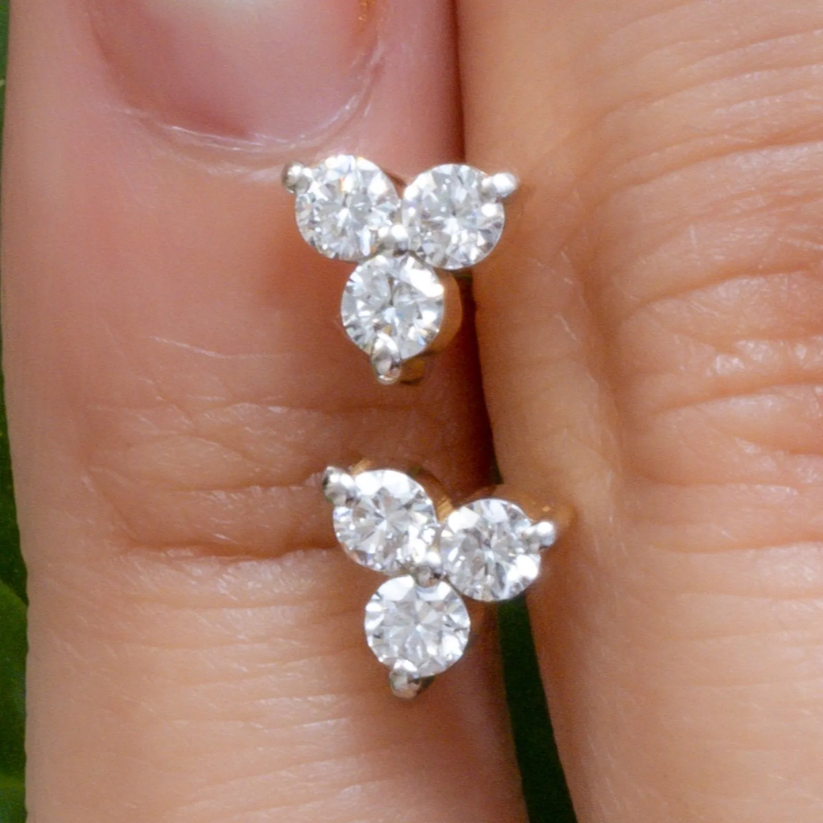 Diamond Trinity Cluster Flat Back Earring