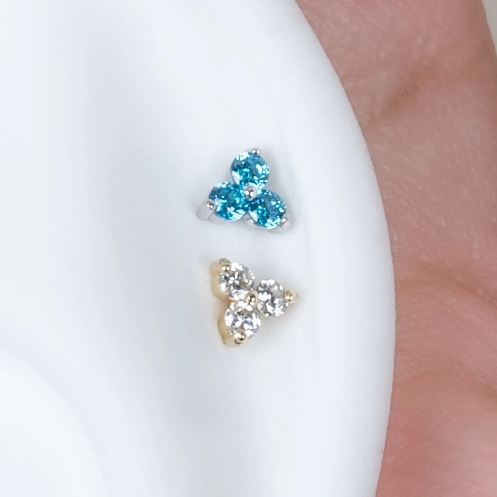 Diamond Trinity Cluster Flat Back Earring