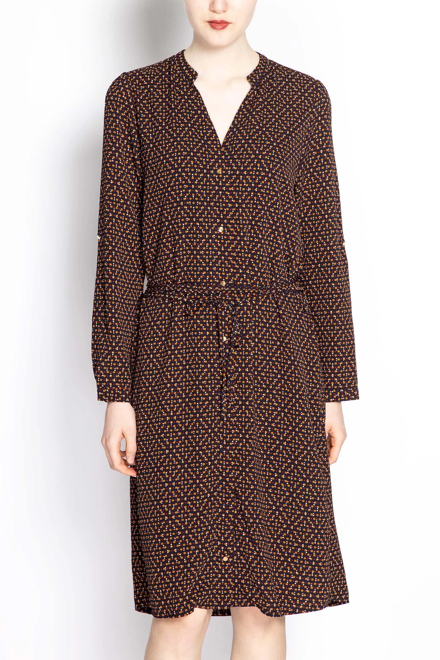 Dot Print Tie-waist Dress