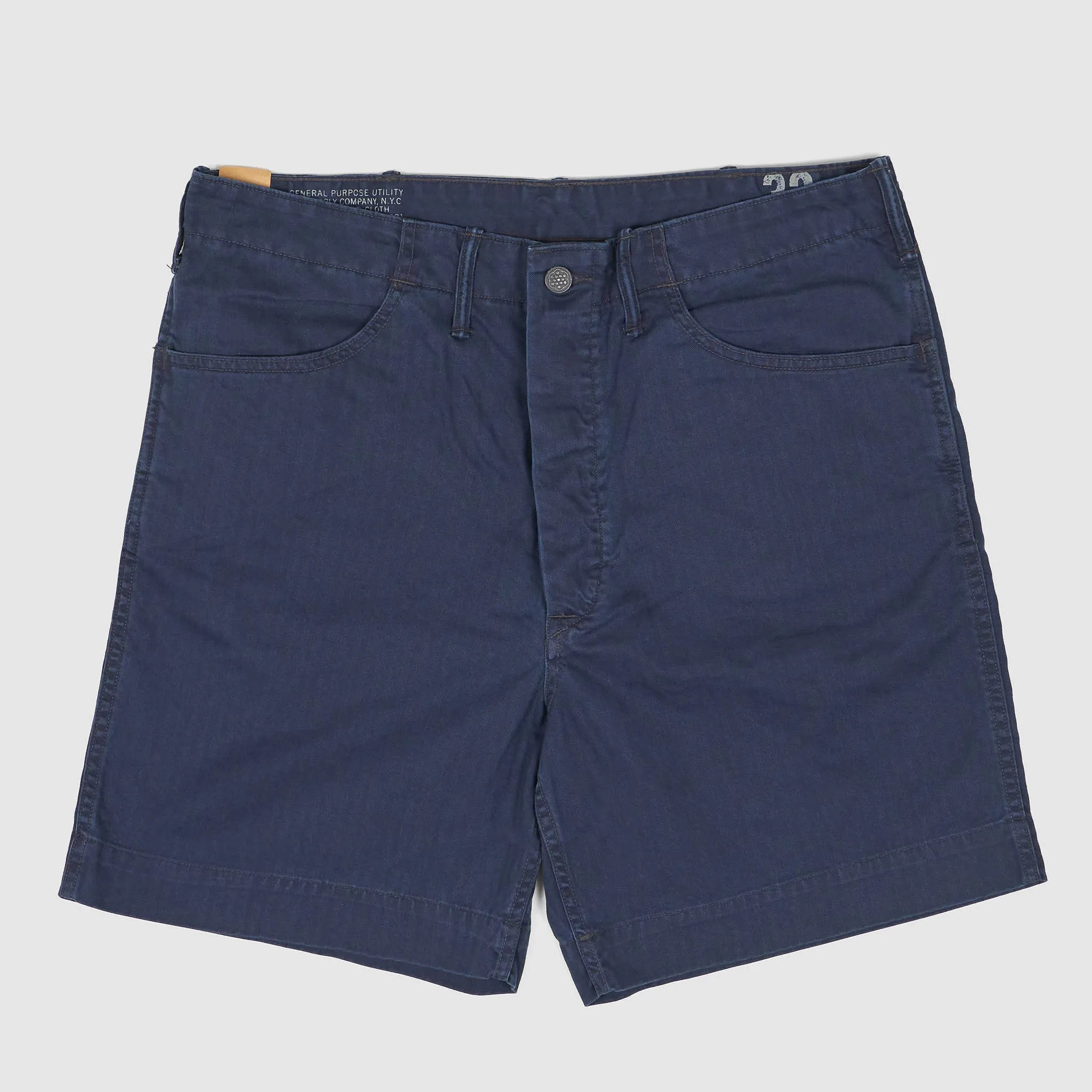 Double RL N3 Herrinbone Indigo Dyed Flat Front Short