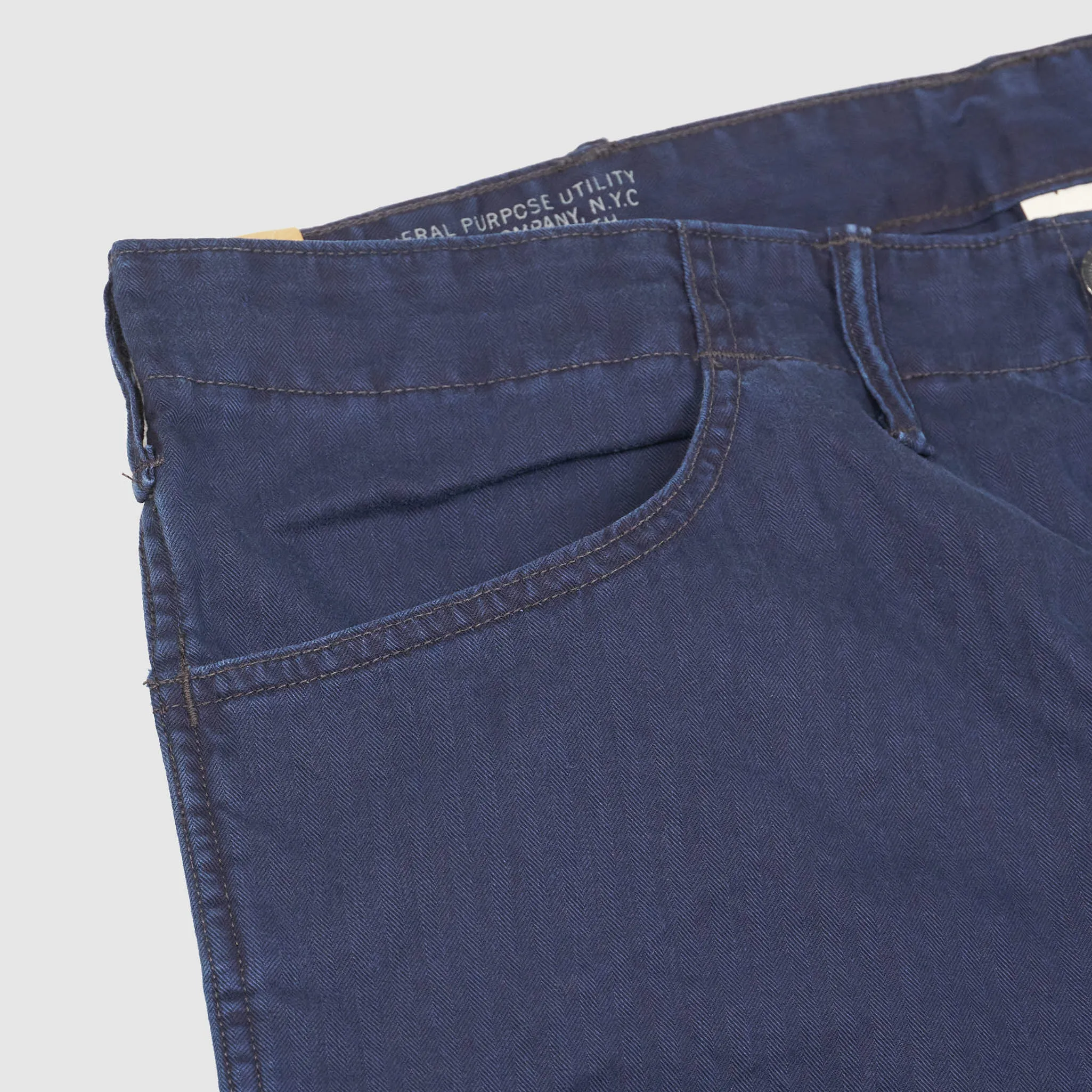 Double RL N3 Herrinbone Indigo Dyed Flat Front Short