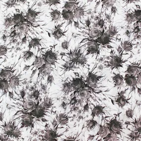 Dressmaking Floral Cotton Lawn - Black - Rose Thorns