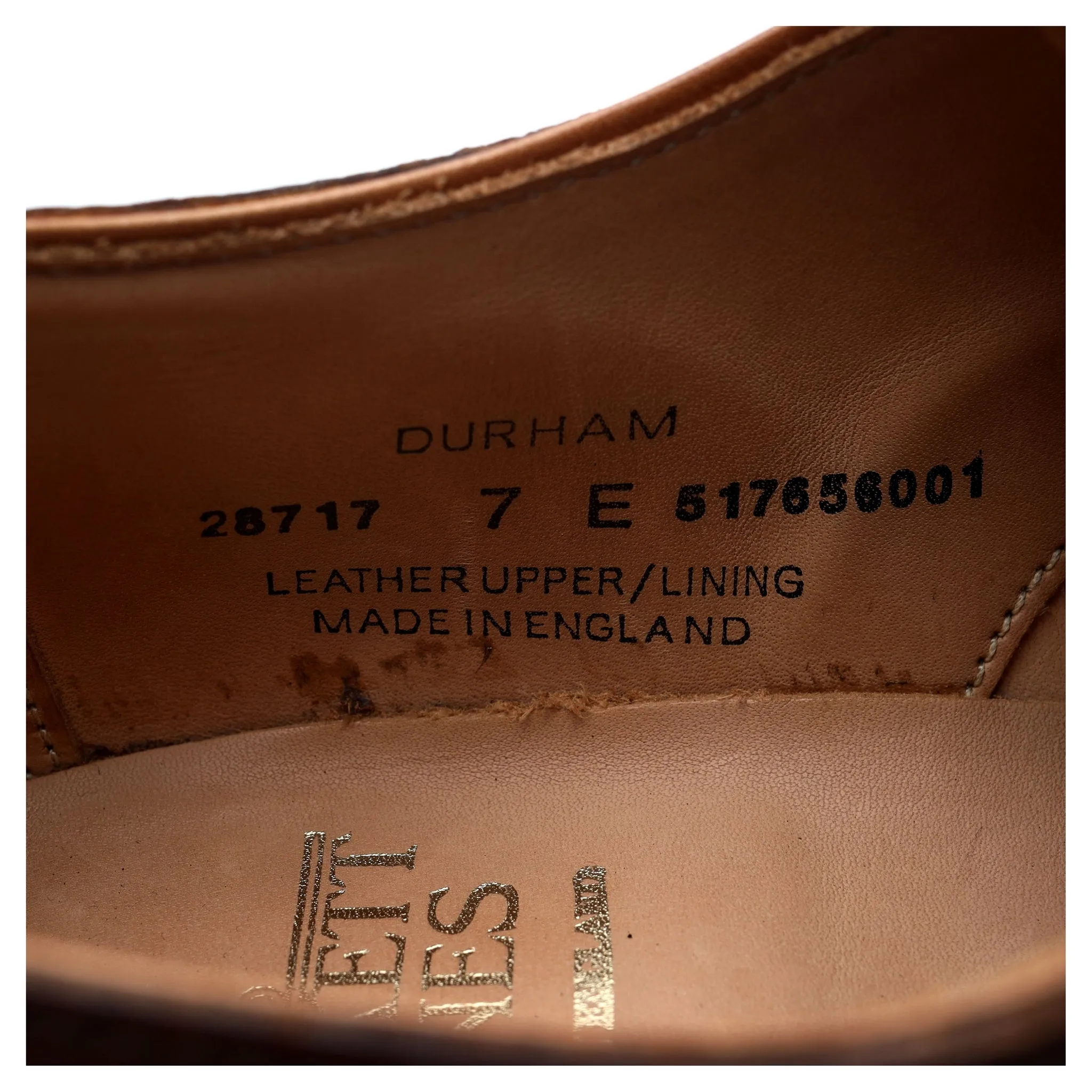 'Durham' Tan Brown Leather Split Toe Derby UK 7 E