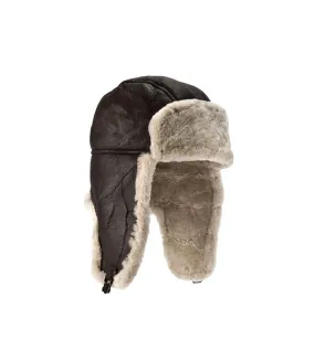 Eastern counties leather mens heydon sheepskin flying hat dark brown forest Eastern Counties- Bonnet HEYDON