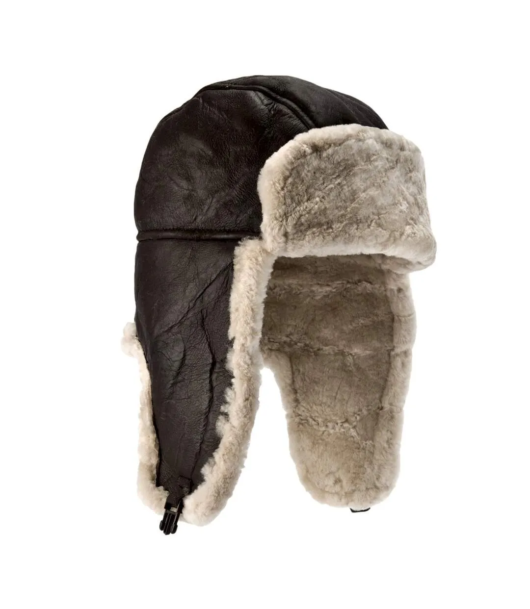 Eastern counties leather mens heydon sheepskin flying hat dark brown/willow white Eastern Counties- Bonnet HEYDON