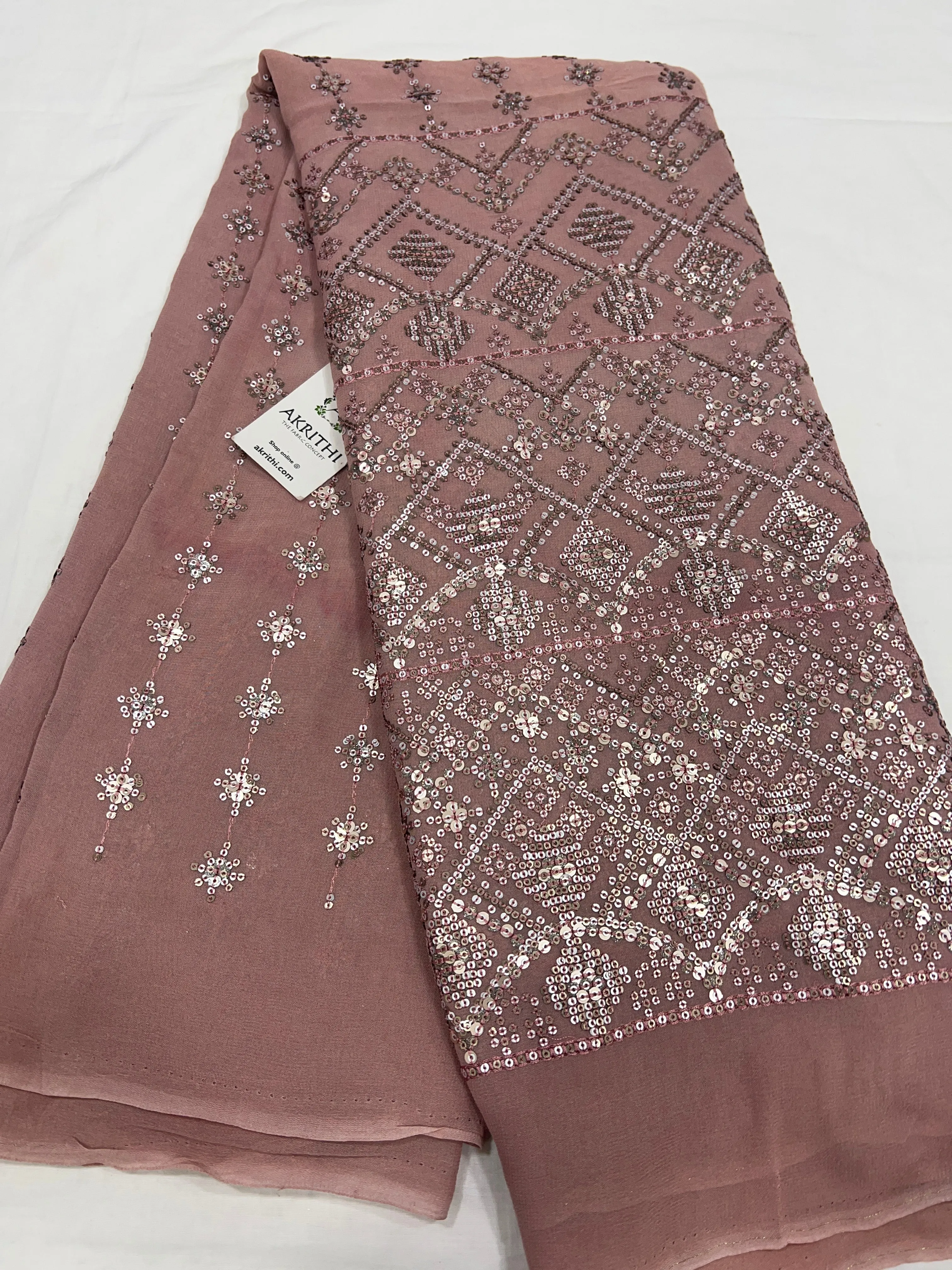 Embroidered pure Georgette fabric