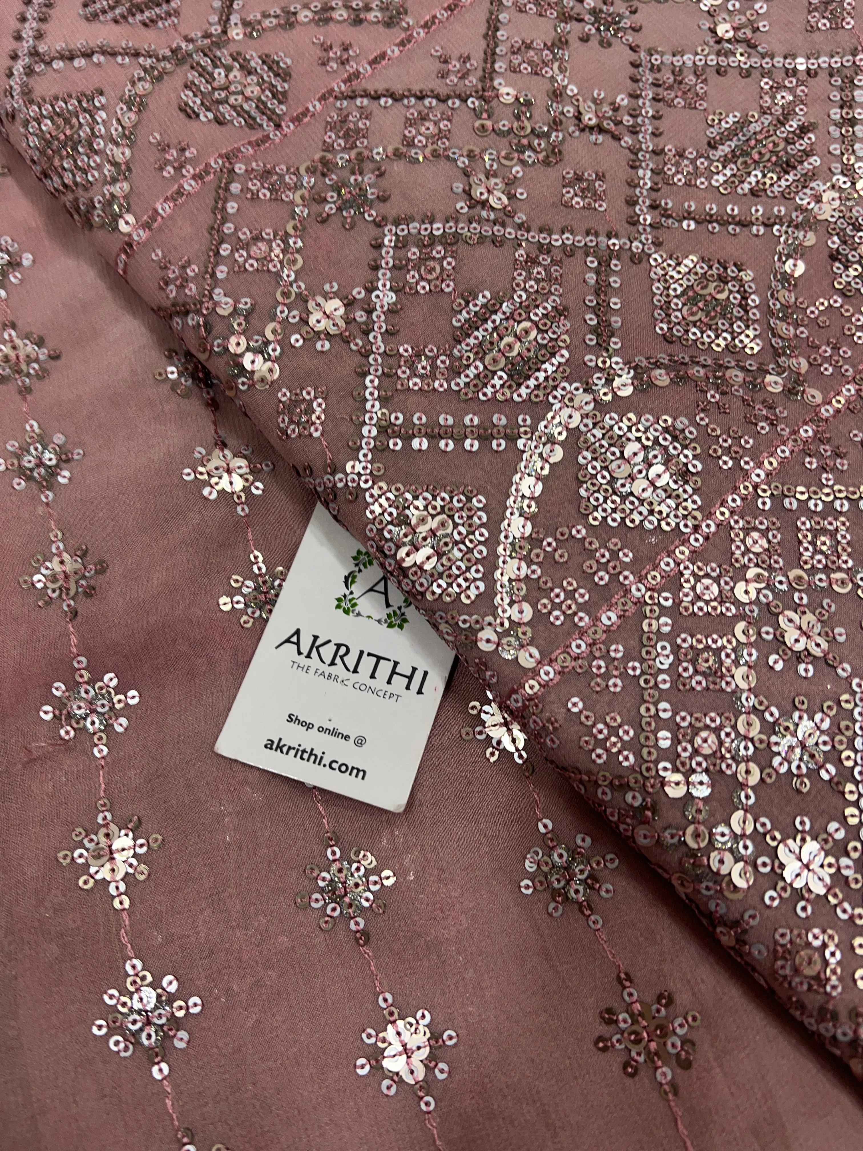 Embroidered pure Georgette fabric