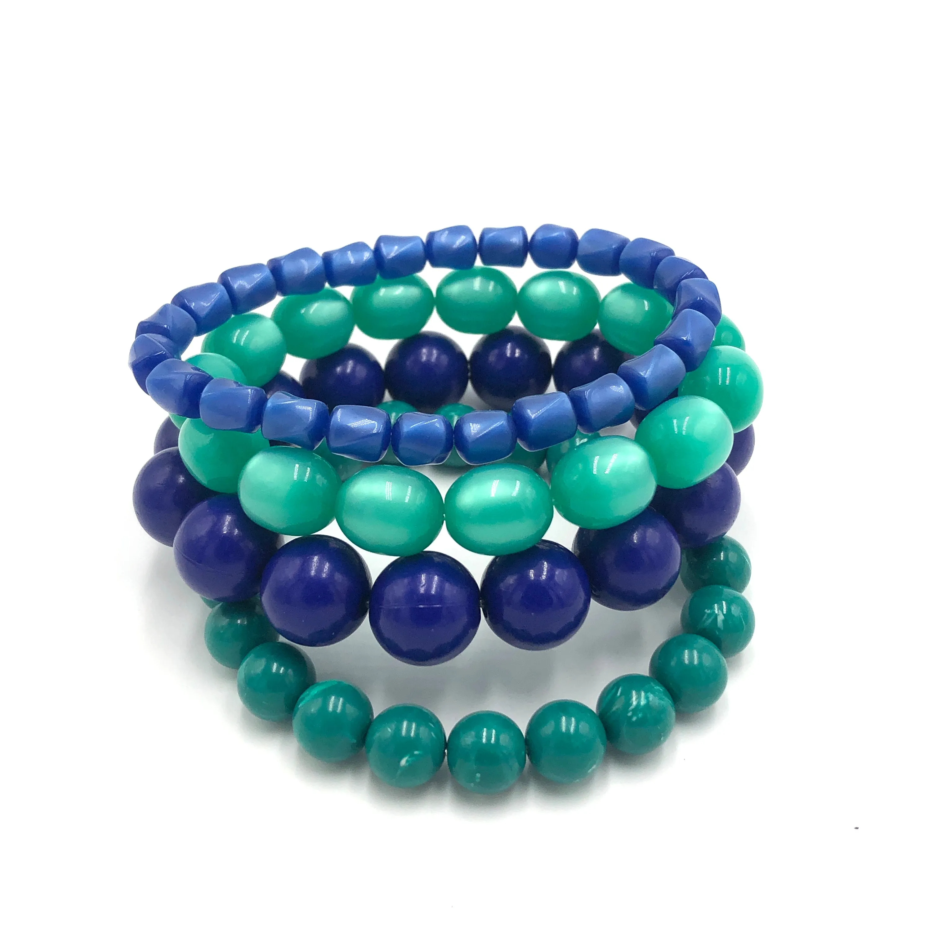 Emerald Blues Stack and Stretch Bracelets Set