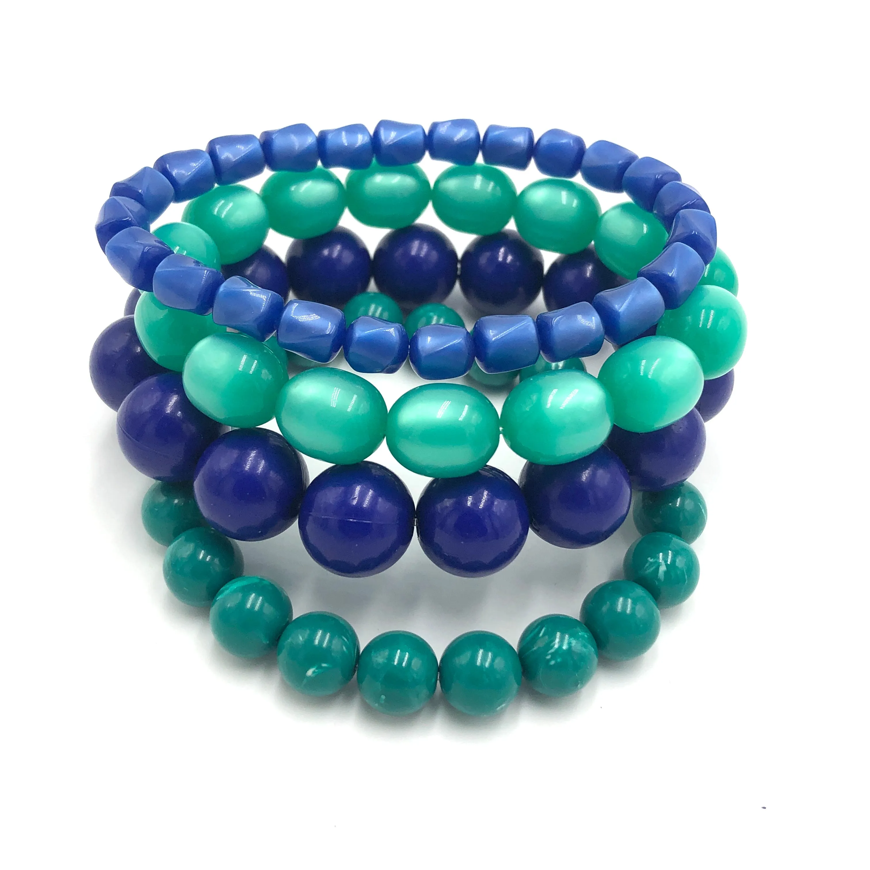 Emerald Blues Stack and Stretch Bracelets Set