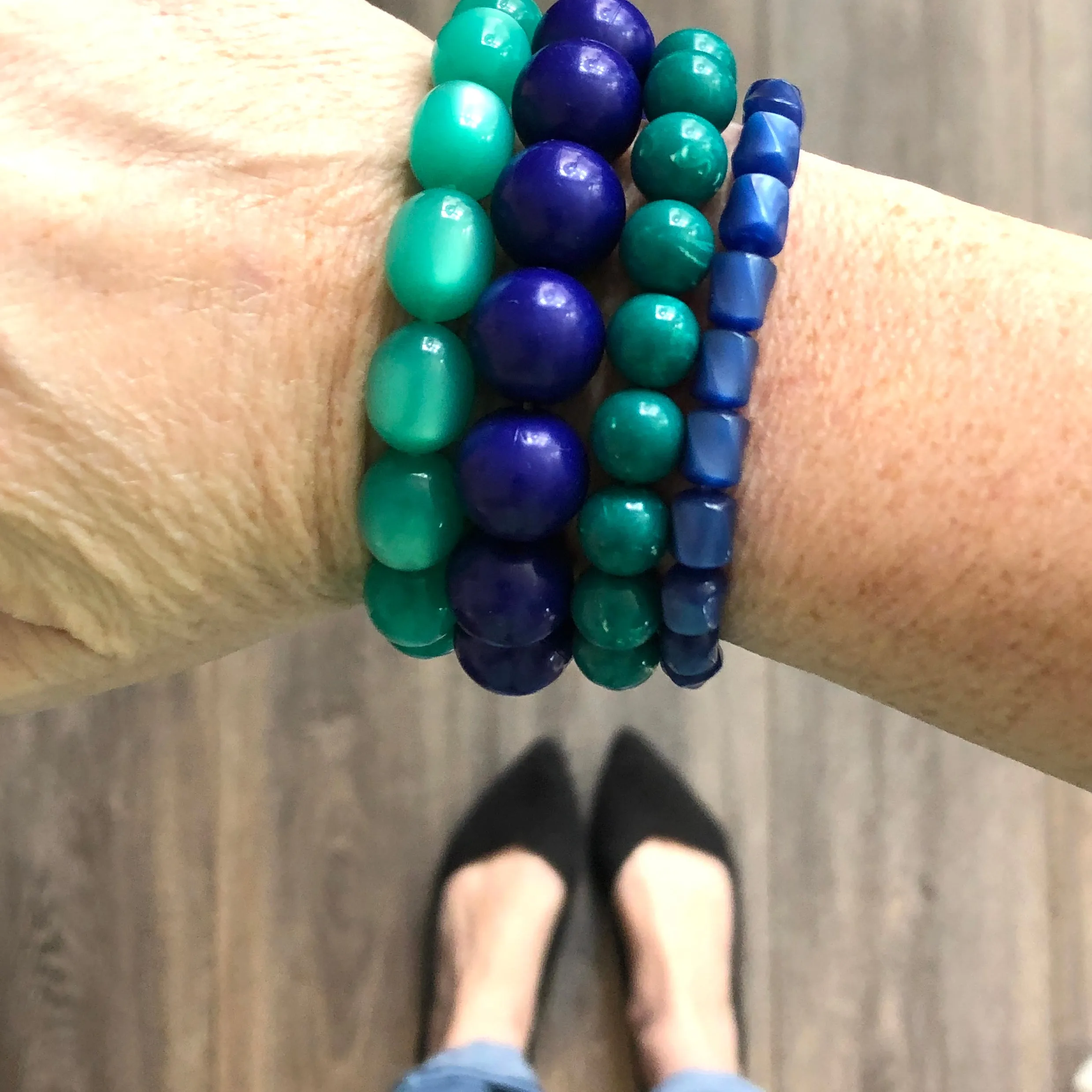 Emerald Blues Stack and Stretch Bracelets Set