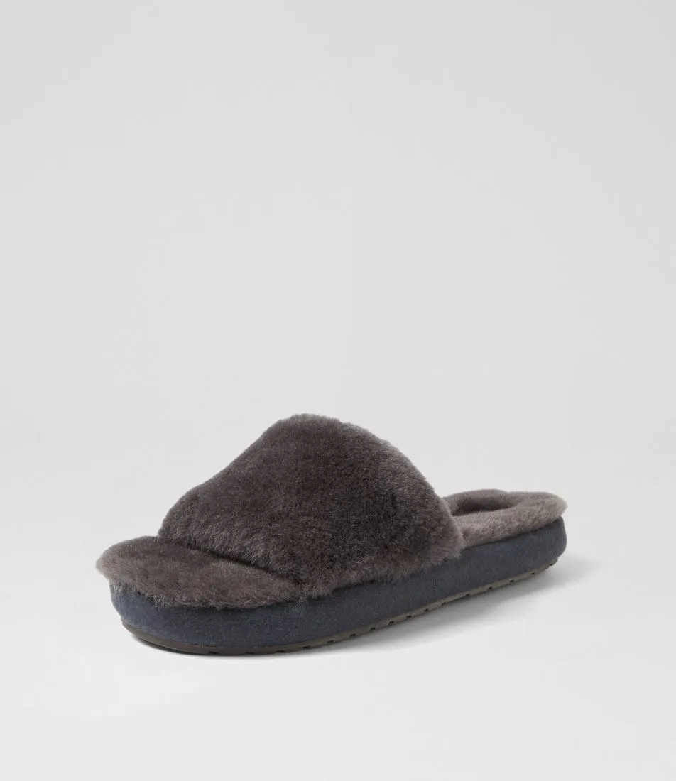 EMU AUSTRALIA Mckay Charcoal Sheepskin Sandals