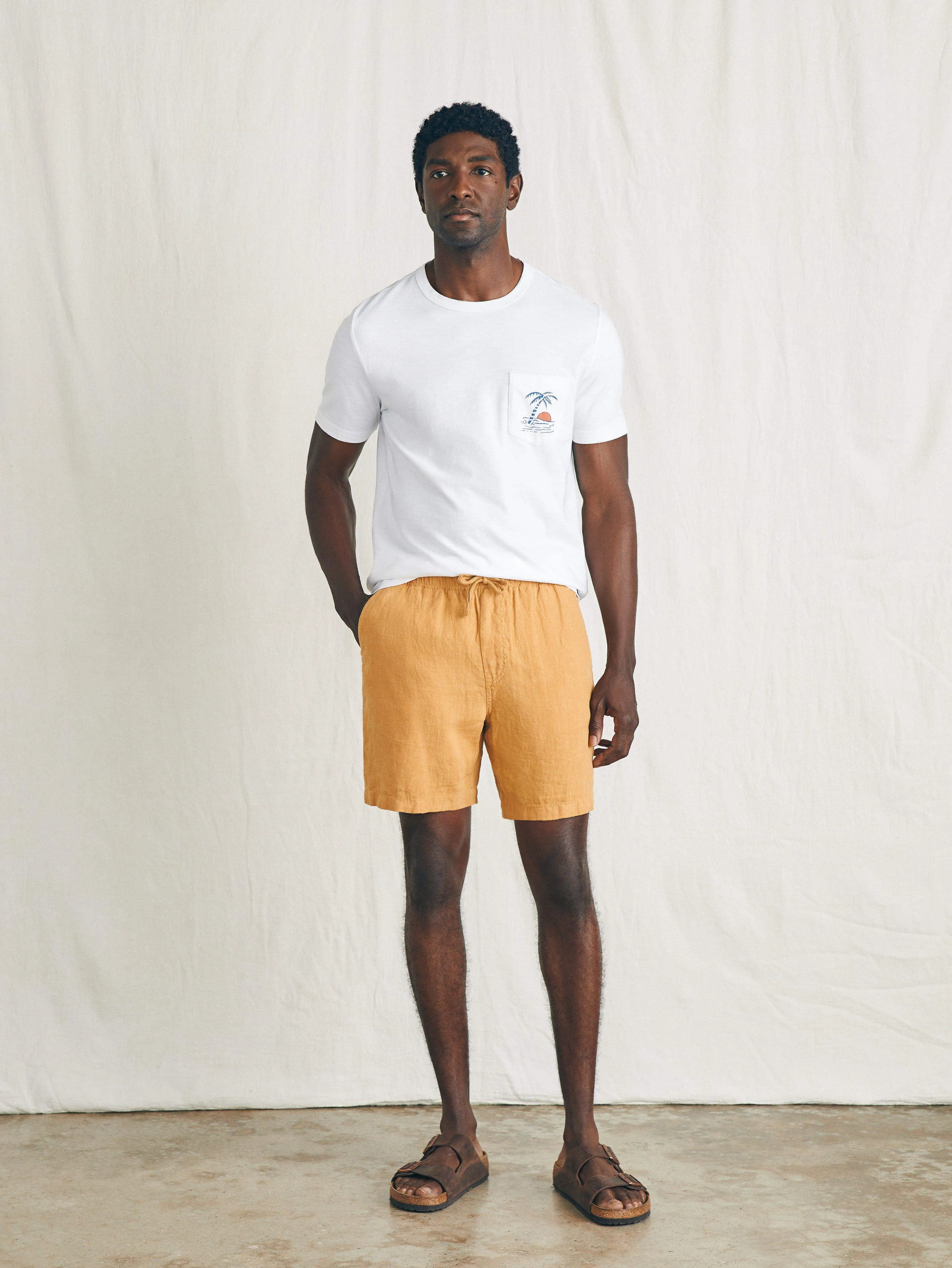 Essential Linen Short (6.5 Inseam) - Sunset Gold