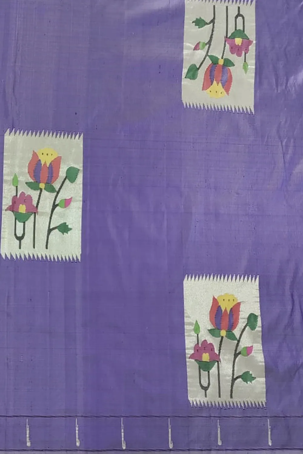 Exquisite Purple Paithani Pure Silk Blouse Fabric - Handloom Pure