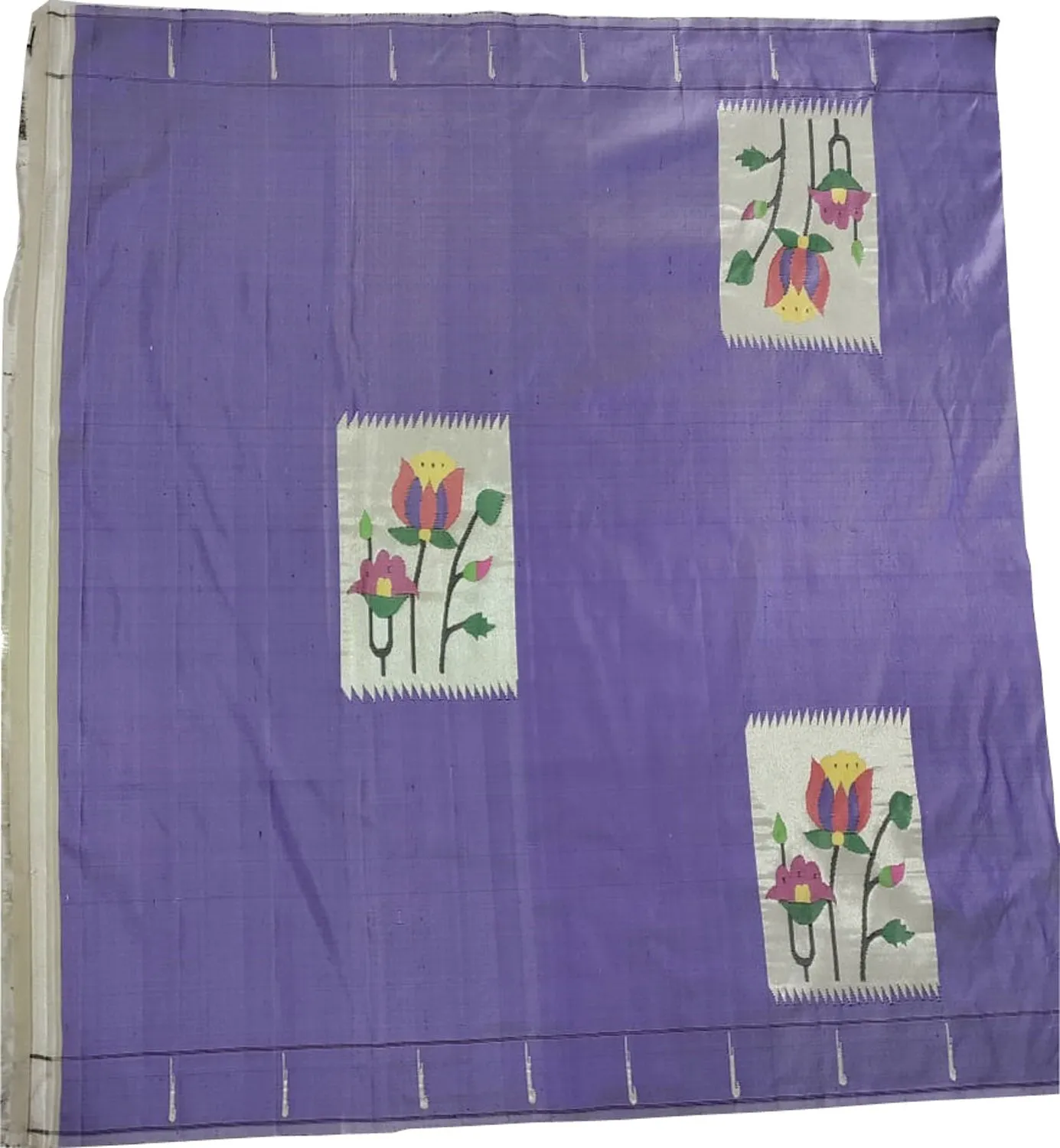 Exquisite Purple Paithani Pure Silk Blouse Fabric - Handloom Pure