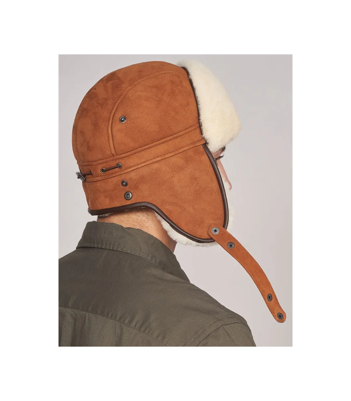 Finn Shearling Sheepskin Aviator Hat in Cognac: Furhatworld.com