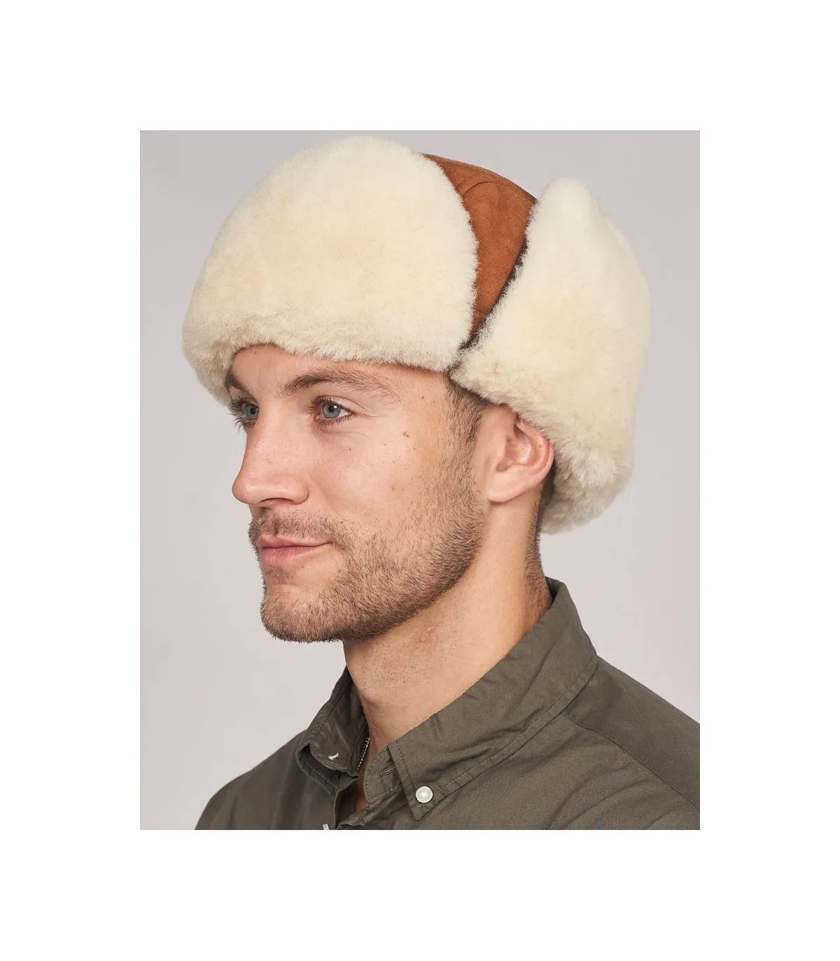 Finn Shearling Sheepskin Aviator Hat in Cognac: Furhatworld.com