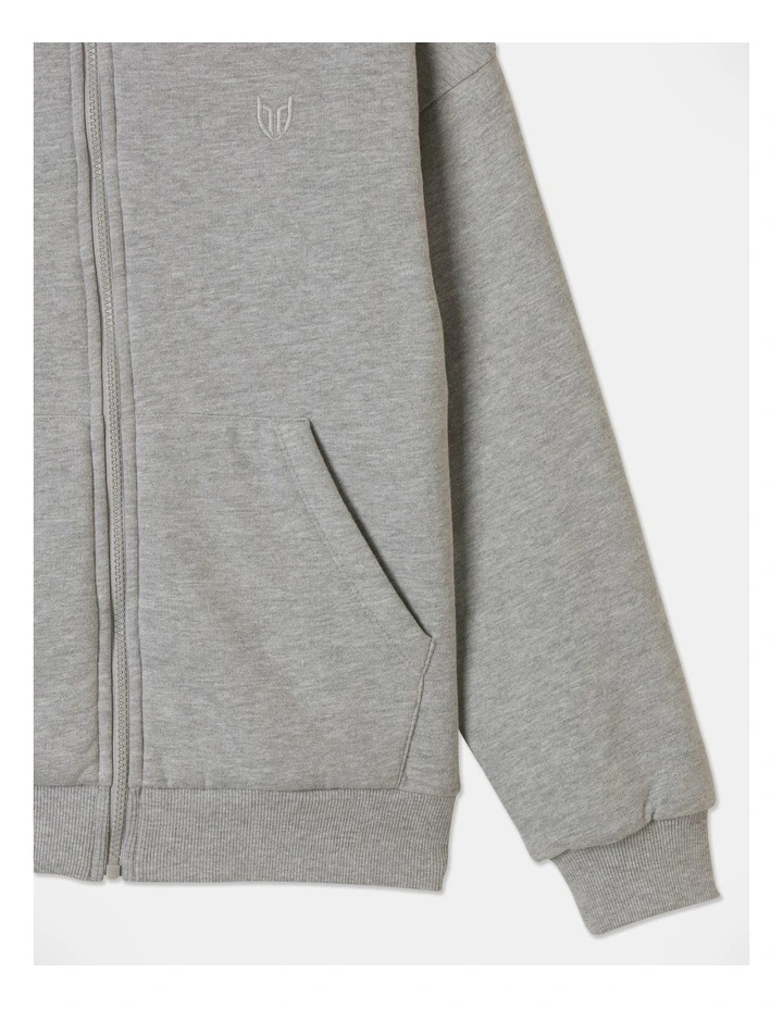 Fleece Zip Thru Sweat Top With Sherpa Lining in Grey Marle