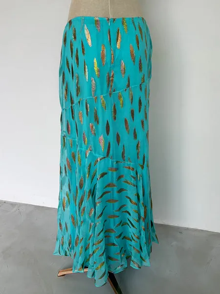 Flora Skirt Turquoise Metallic Sunset