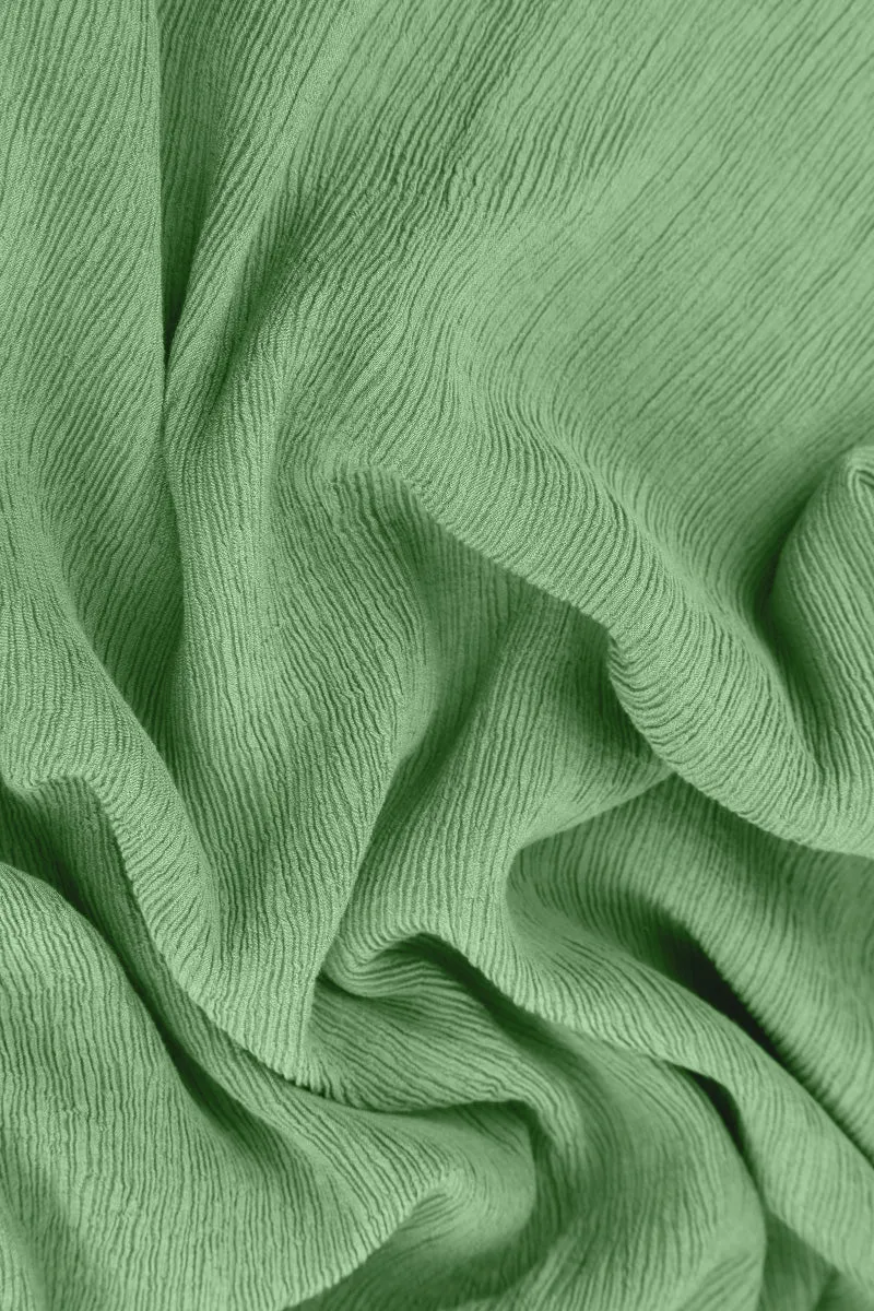 Flowy Crinkled Green Sorbet Silk Dress