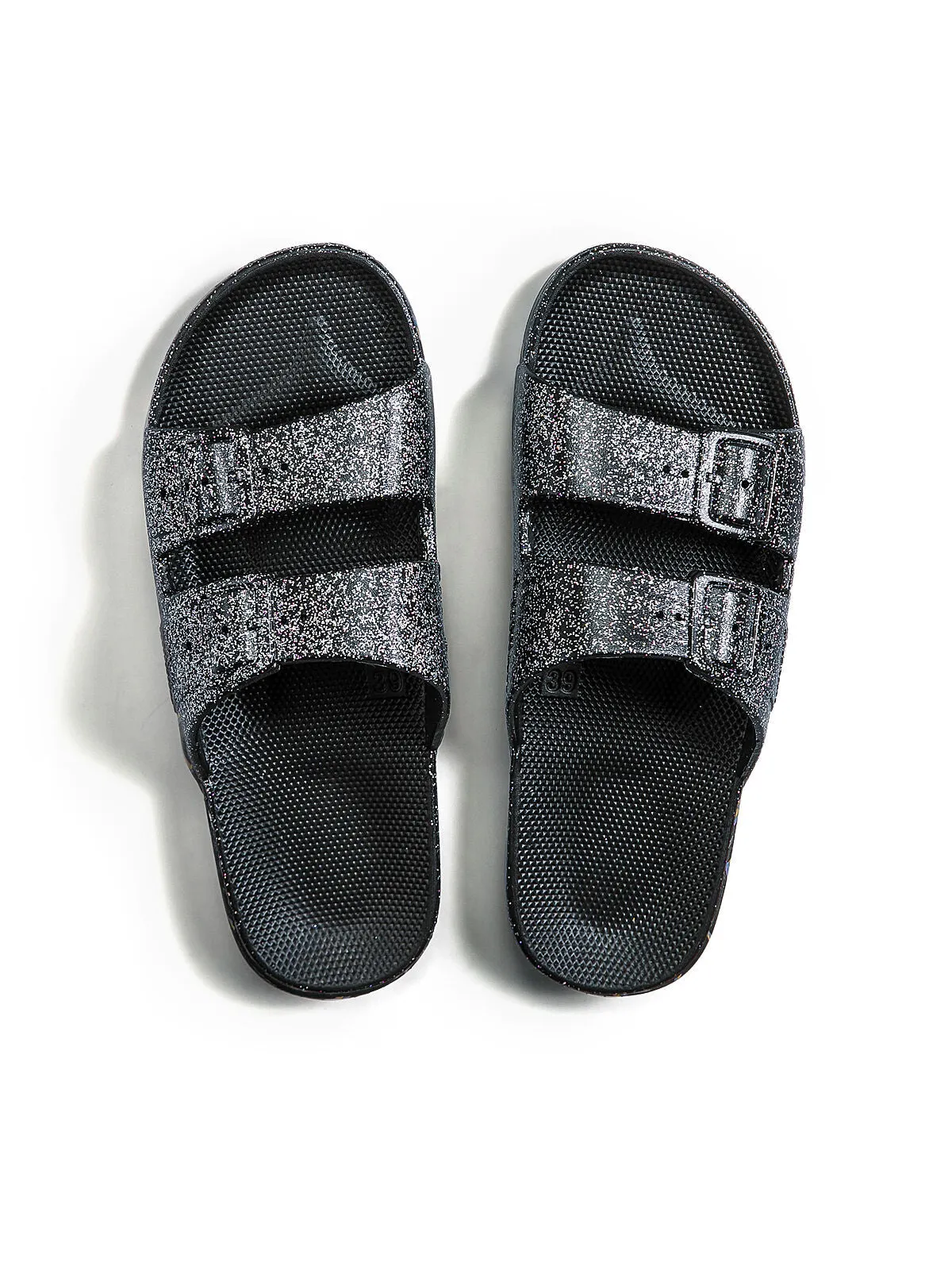 Freedom Moses | Moses Two Band Slide | Black Glitter