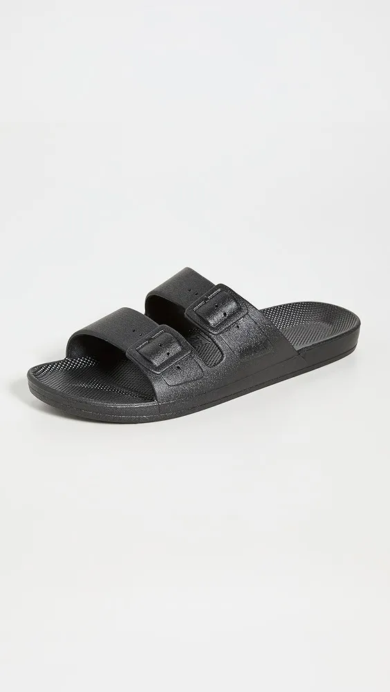 Freedom Moses   Two Band Unisex Slides 