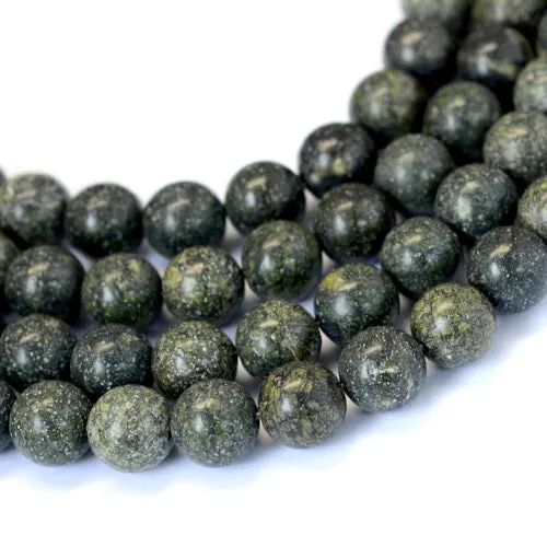 Gemstone Beads, Serpentine/Green Lace Stone, Natural, Round, 8-8.5mm