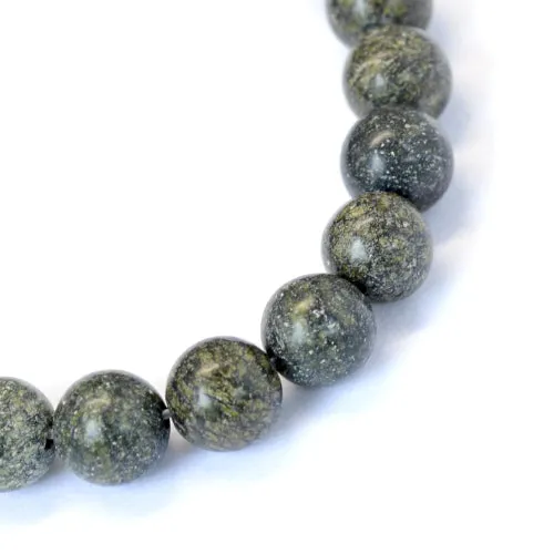 Gemstone Beads, Serpentine/Green Lace Stone, Natural, Round, 8-8.5mm