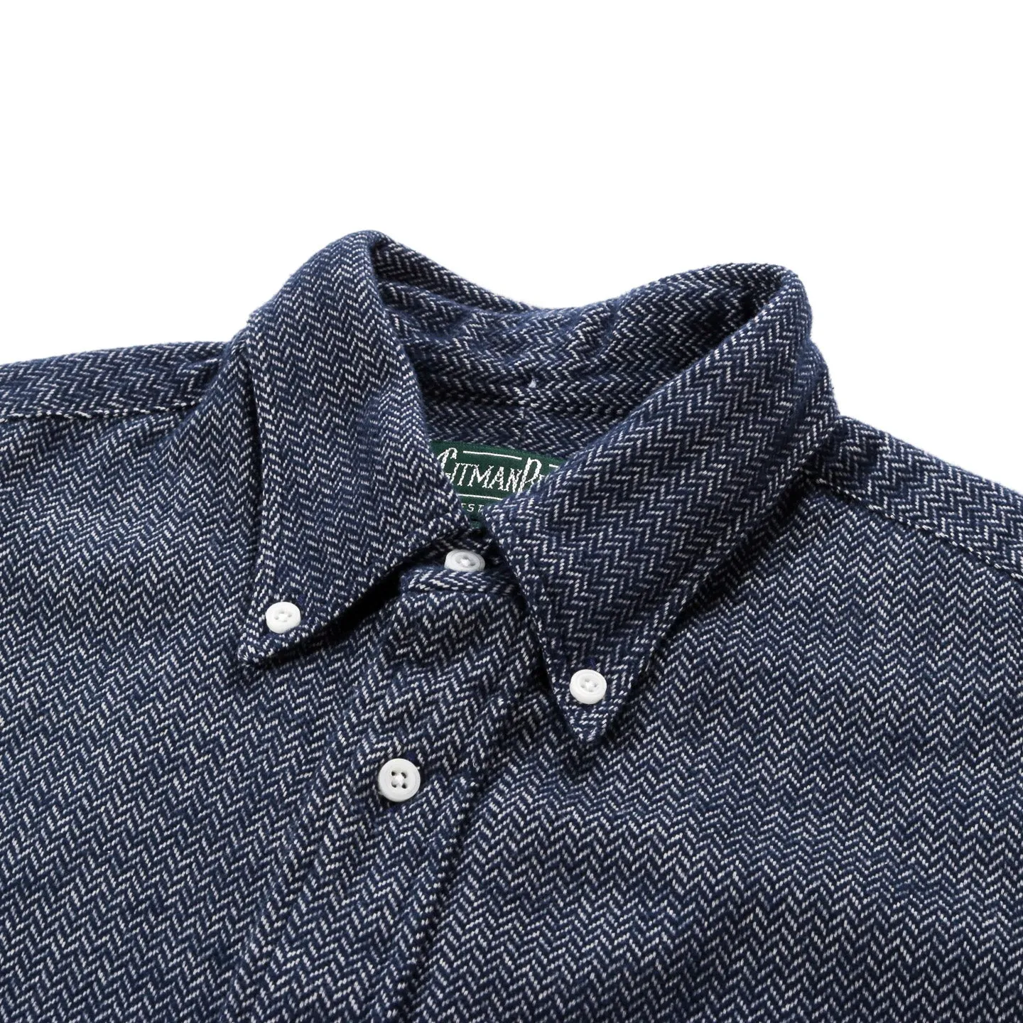 GITMAN VINTAGE BUTTON DOWN NAVY HERRINGBONE FLANNEL