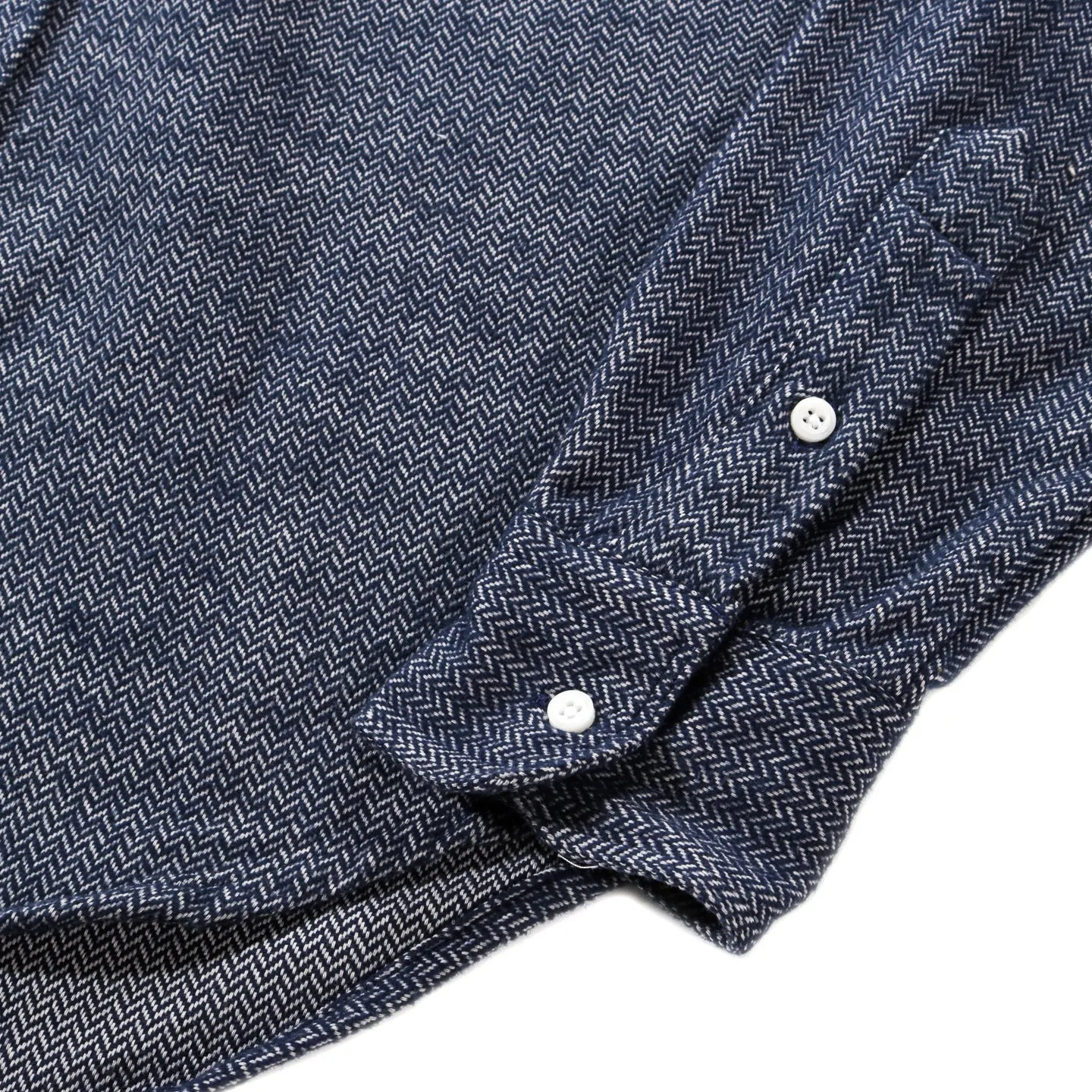 GITMAN VINTAGE BUTTON DOWN NAVY HERRINGBONE FLANNEL