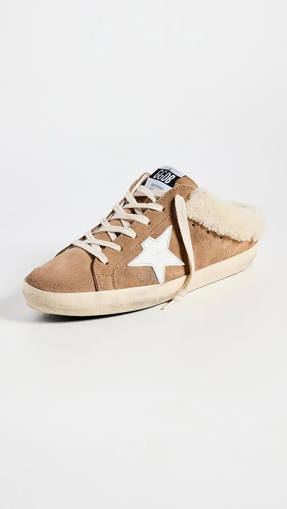 Golden Goose   Super-Star Sabot Suede Upper Leather Star Shearling Lining Sneakers 