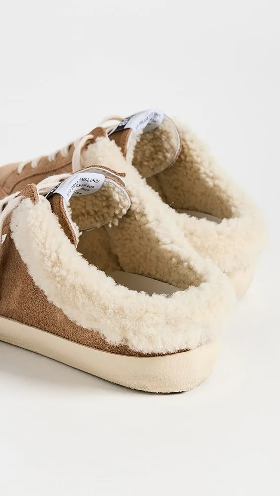 Golden Goose   Super-Star Sabot Suede Upper Leather Star Shearling Lining Sneakers 