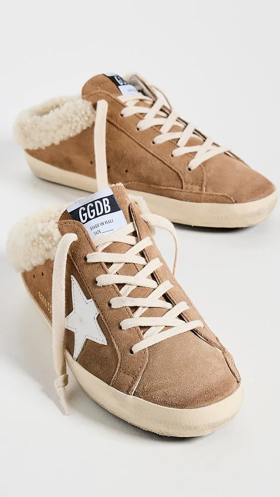 Golden Goose   Super-Star Sabot Suede Upper Leather Star Shearling Lining Sneakers 