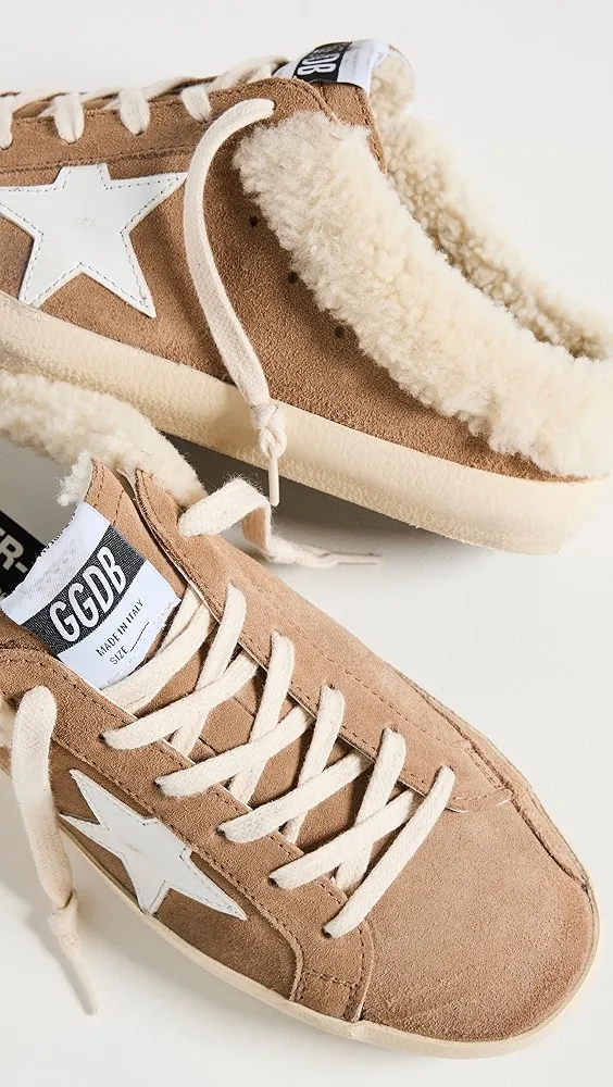 Golden Goose   Super-Star Sabot Suede Upper Leather Star Shearling Lining Sneakers 