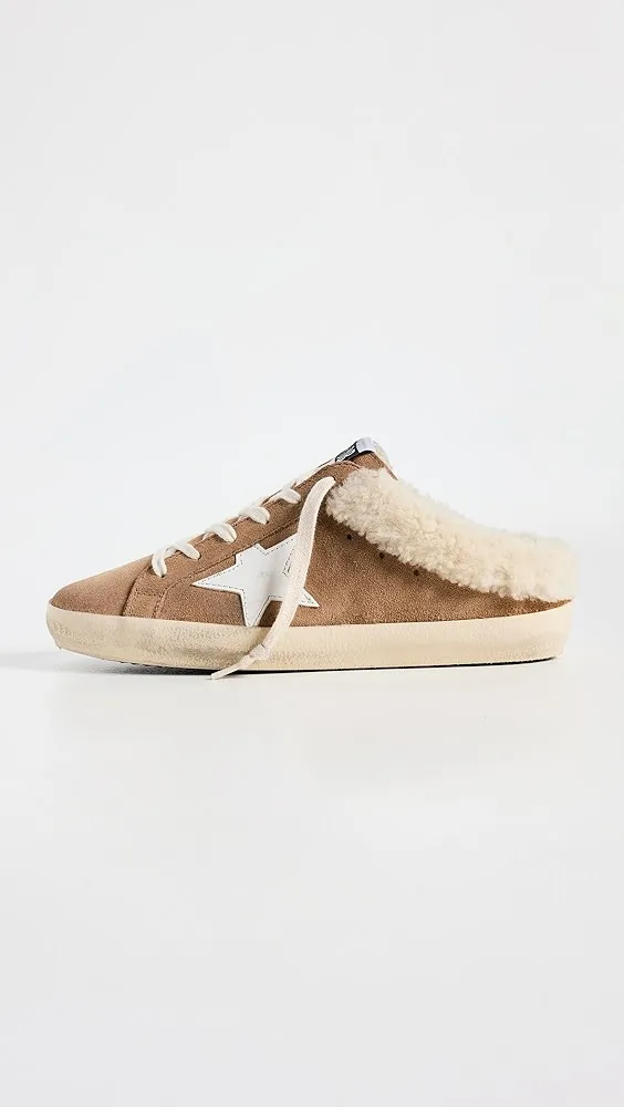 Golden Goose   Super-Star Sabot Suede Upper Leather Star Shearling Lining Sneakers 