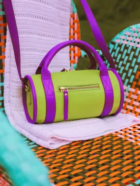 Green and Purple Leather Mini Handbag for Women - Charlie Sorbet Apple / Blackcurrant | PAUL MARIUS