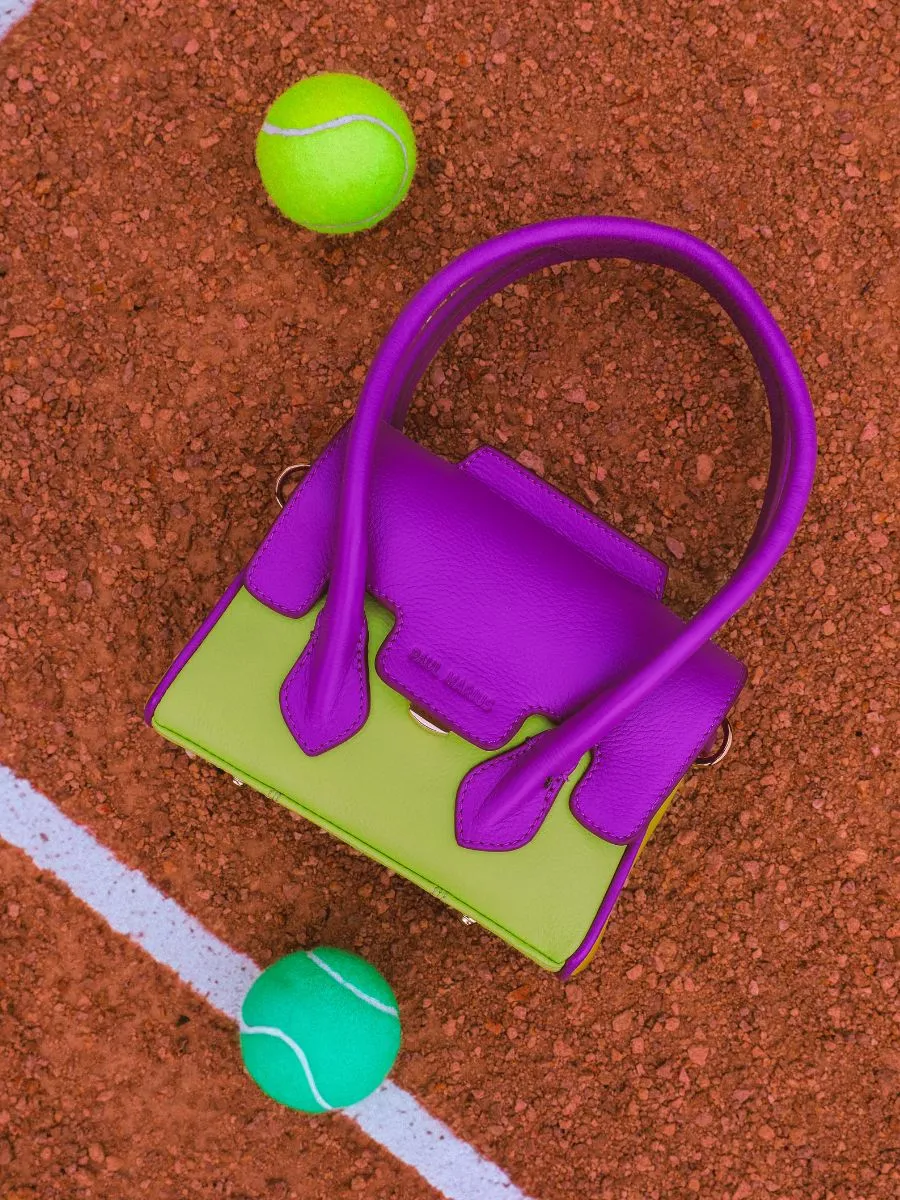 Green and Purple Leather Mini Handbag for Women - Colette XS Sorbet Apple / Blackcurrant | PAUL MARIUS