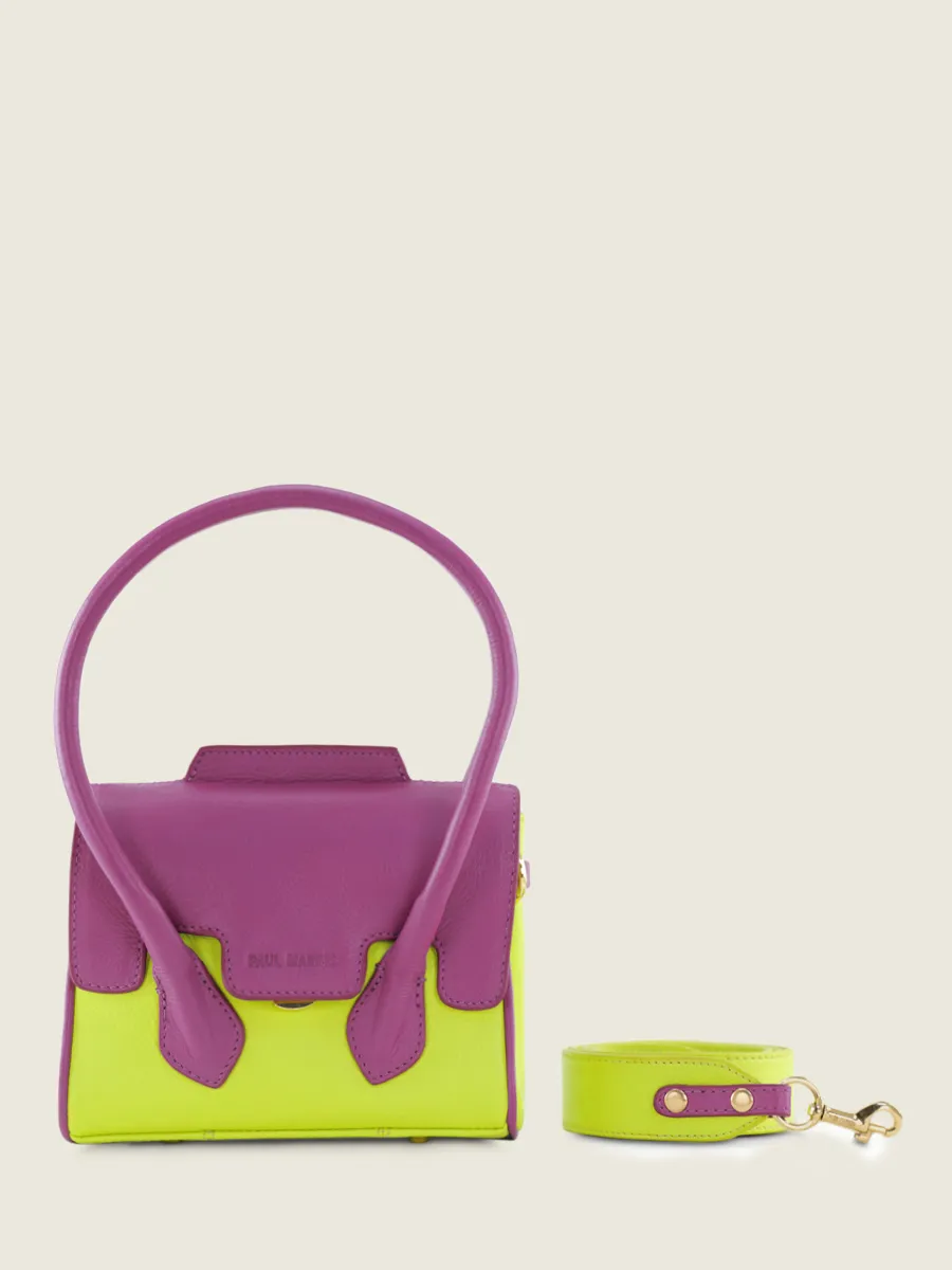 Green and Purple Leather Mini Handbag for Women - Colette XS Sorbet Apple / Blackcurrant | PAUL MARIUS