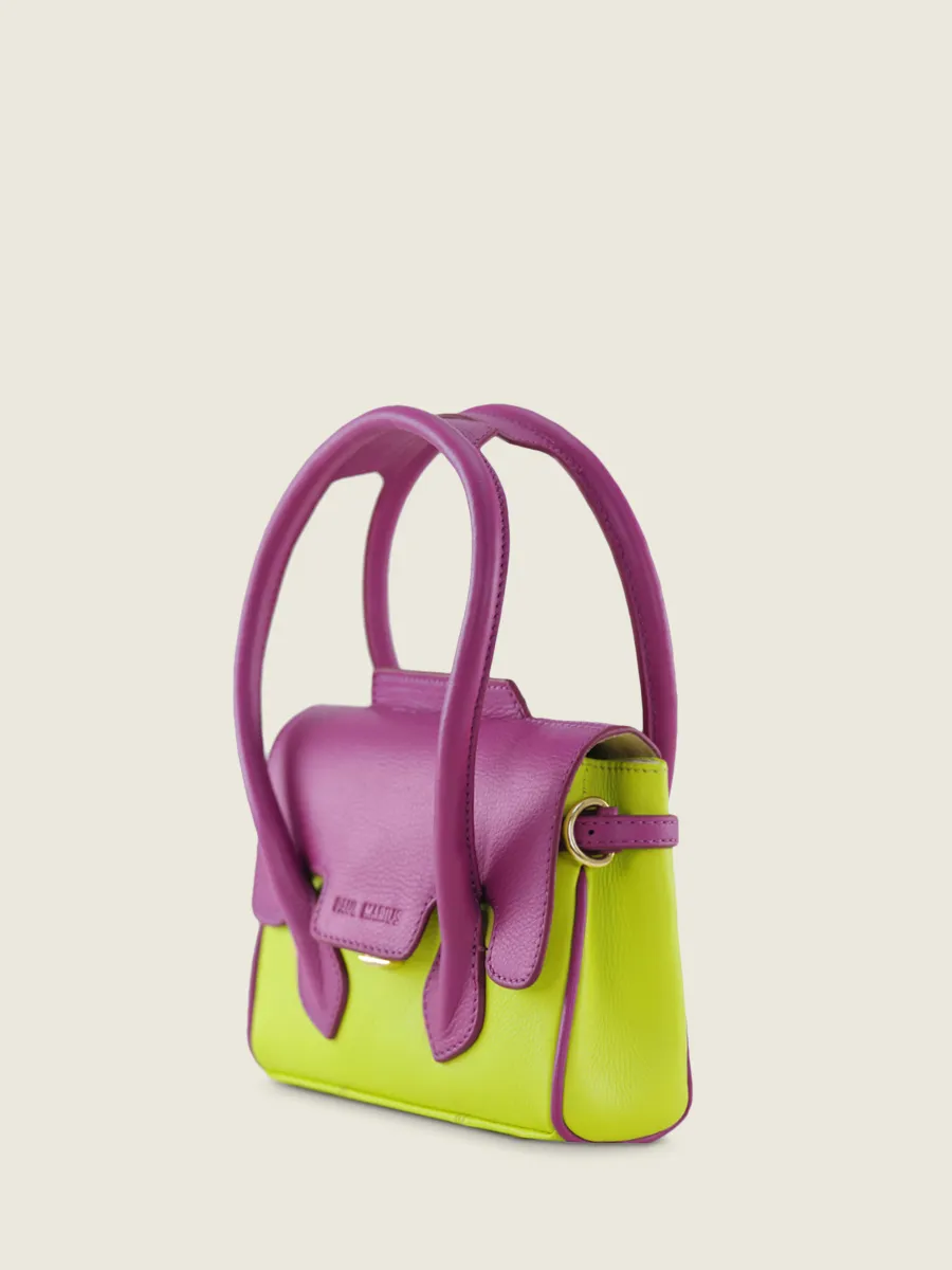 Green and Purple Leather Mini Handbag for Women - Colette XS Sorbet Apple / Blackcurrant | PAUL MARIUS