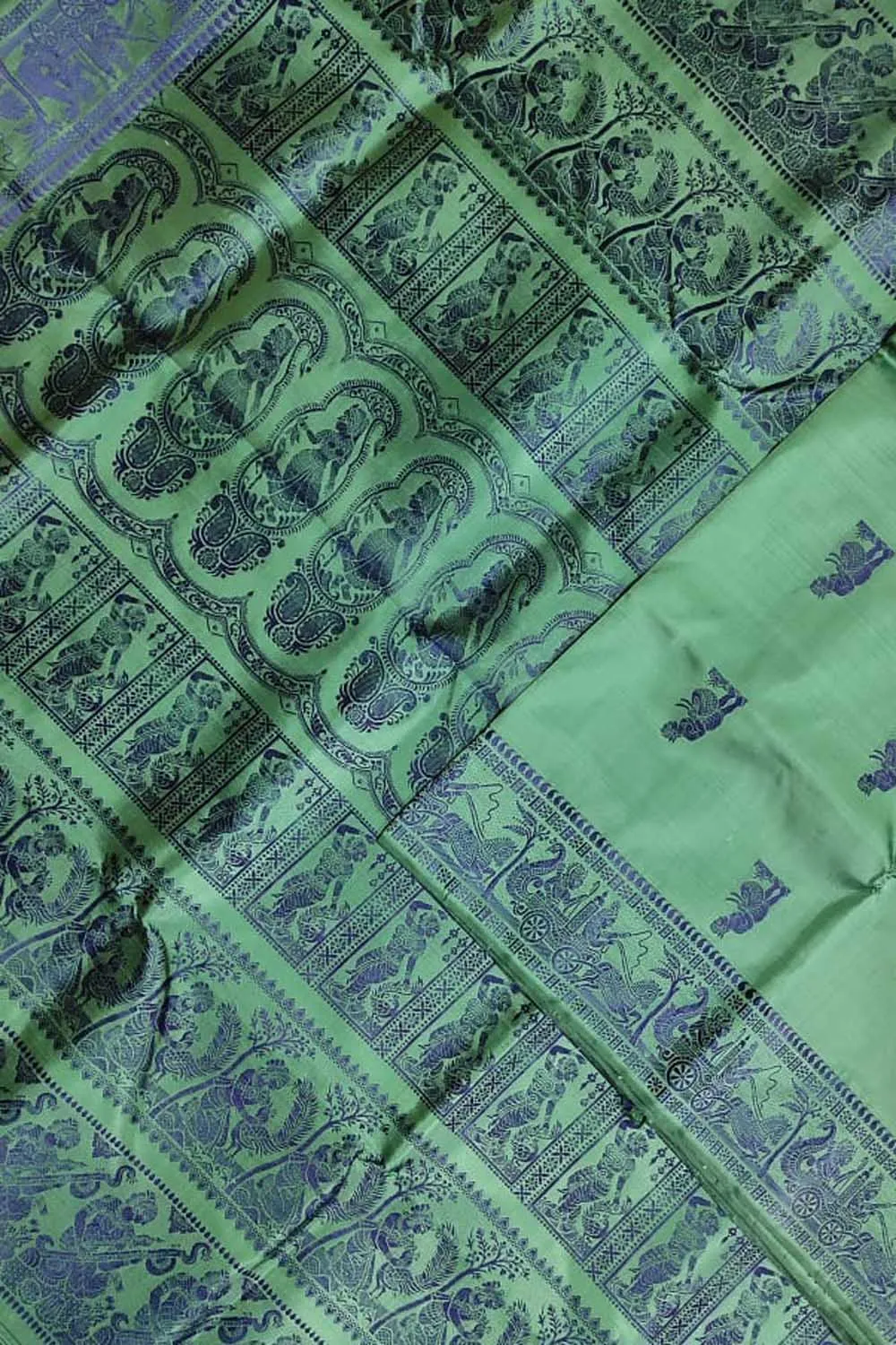 Green Baluchari Handloom Pure Silk Saree