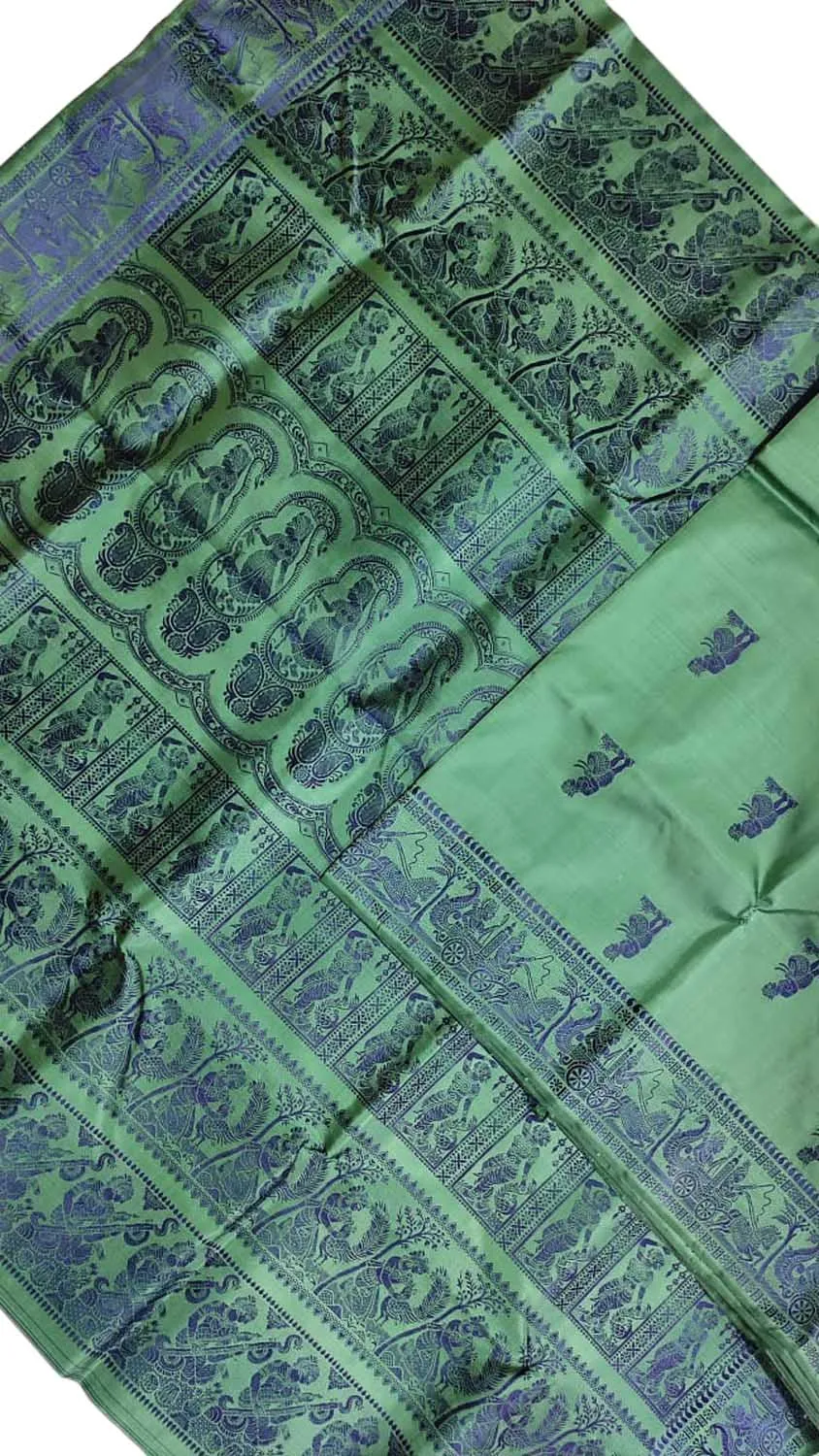 Green Baluchari Handloom Pure Silk Saree