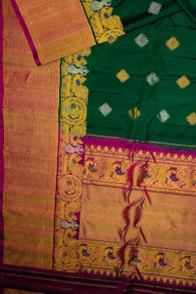 Green Gadwal Handloom Pure Silk Saree