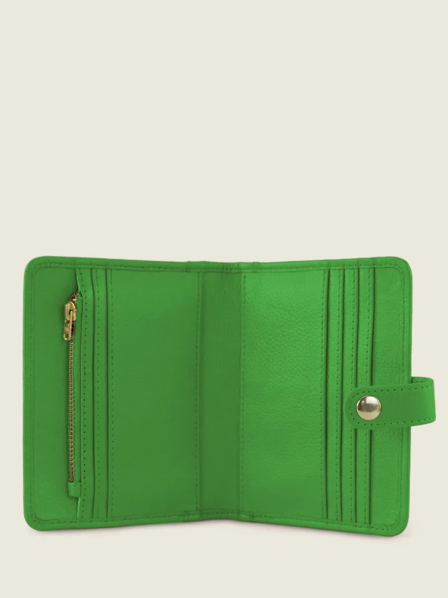 Green Leather Wallet for Women - LePortefeuille Jeanne Sorbet Kiwi | PAUL MARIUS