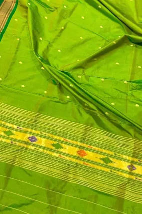 Green Paithani Handloom Pure Silk Dupatta