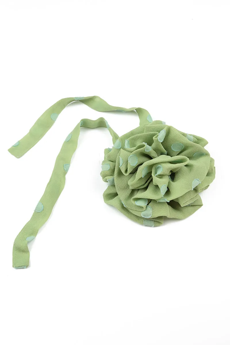 Green Sorbet Dotty Flower Silk Choker Necklace