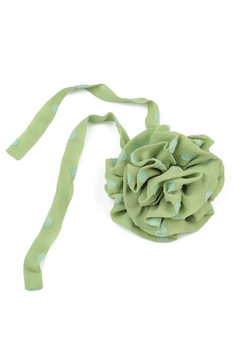 Green Sorbet Dotty Flower Silk Choker Necklace