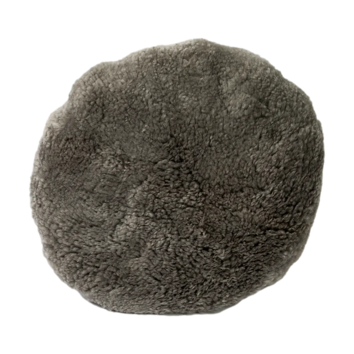 Grey Round Short Pile Sheepskin Cushion - Grey