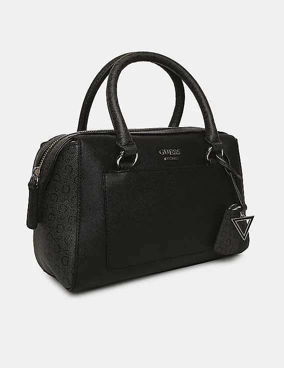 GUESS Women Black Roman Satchel Bag